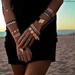 Flash Tattoo Temporary Tattoos "Nikki" Gold/Black